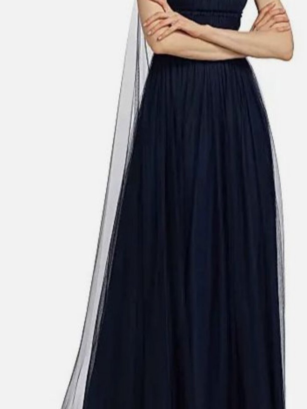 Vera Wang Bride Women Blue Manuela Tulle Cape Back Gown Size 6